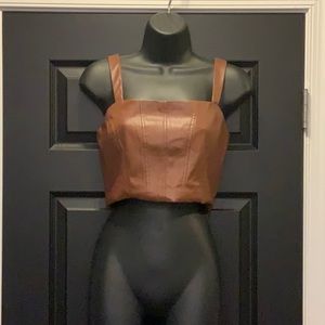 NWT Jason Wu Brown Leather Crop Top MUST SEE! 👀😳 Sz XS 💎